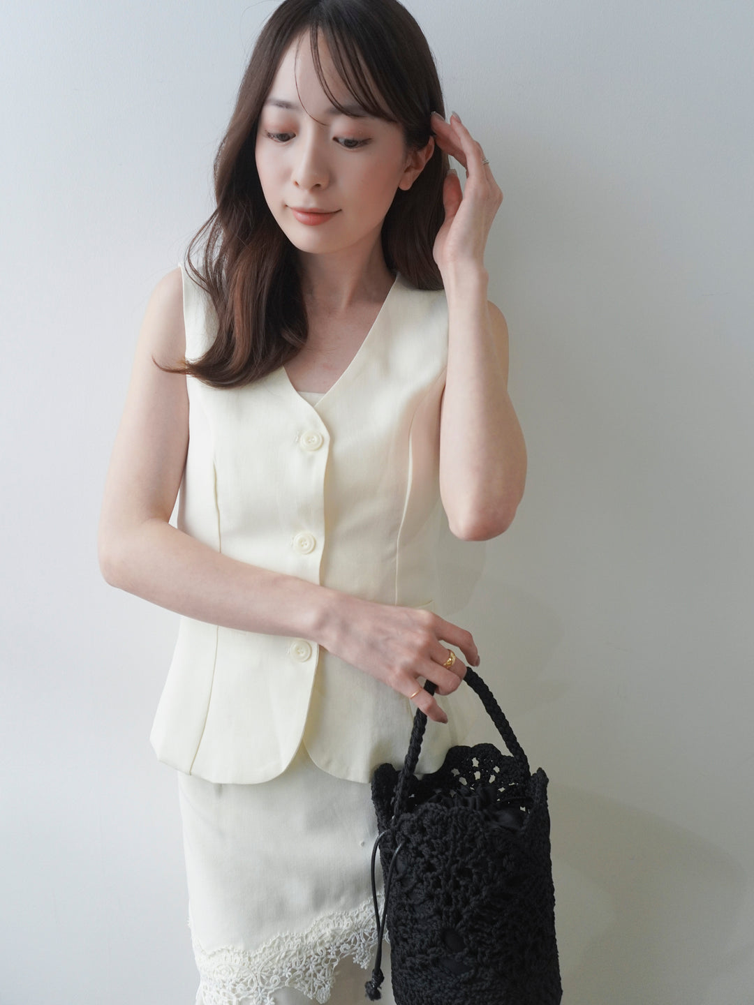 サマーライトベスト&レースデザインランダムヘムスカートSET UP