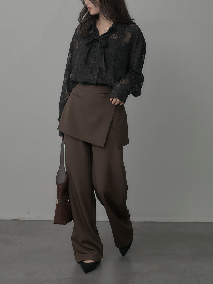 【SET】シアージャガードドットシャツ+ラップワイドパンツ(2set)