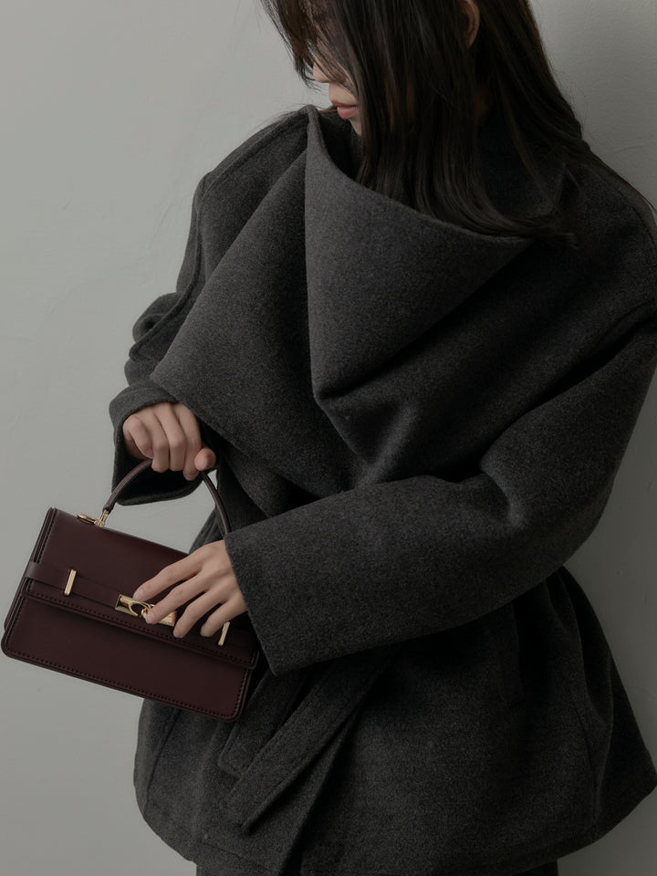 ドレープショールカラーベルトコート