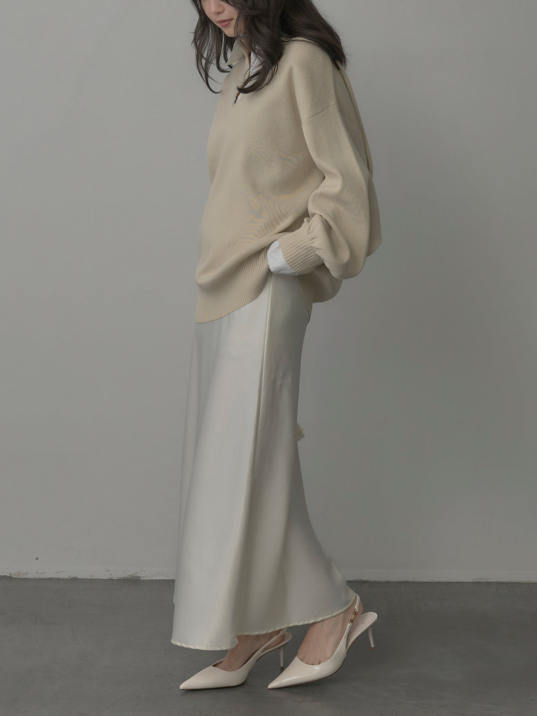 【SET】ナローAラインサテンスカート+ナローAラインサテンスカート(2set)