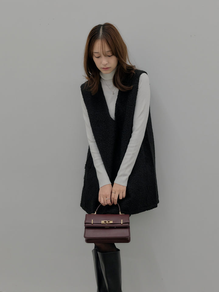 【SET】ブークレVネックミニワンピース+ベーシックリブタートルネック(2set)