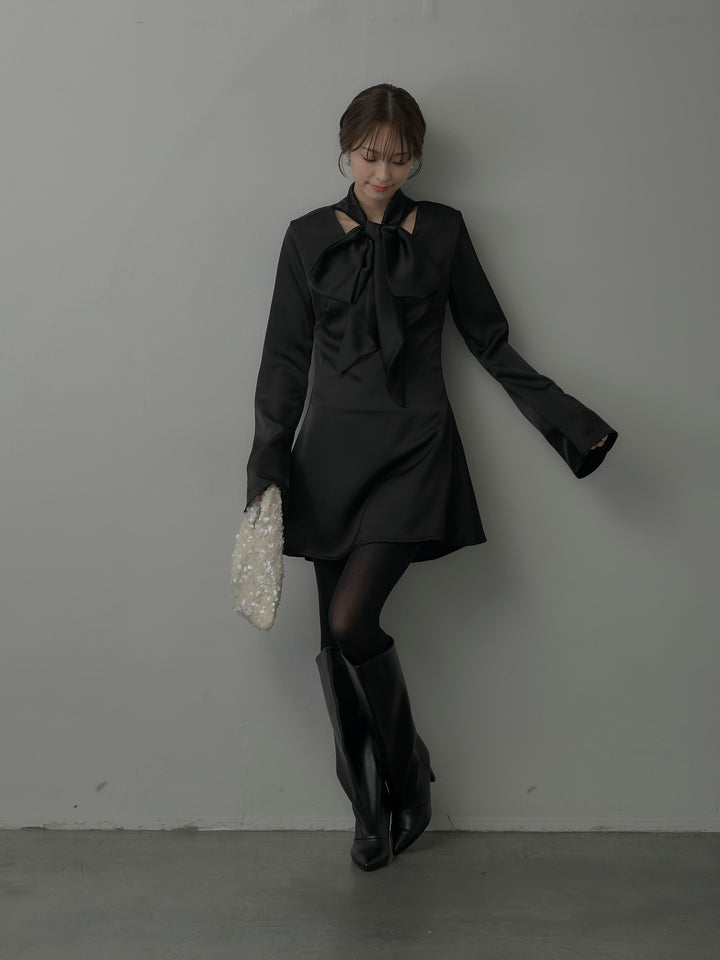 ボウタイサテンミニワンピース