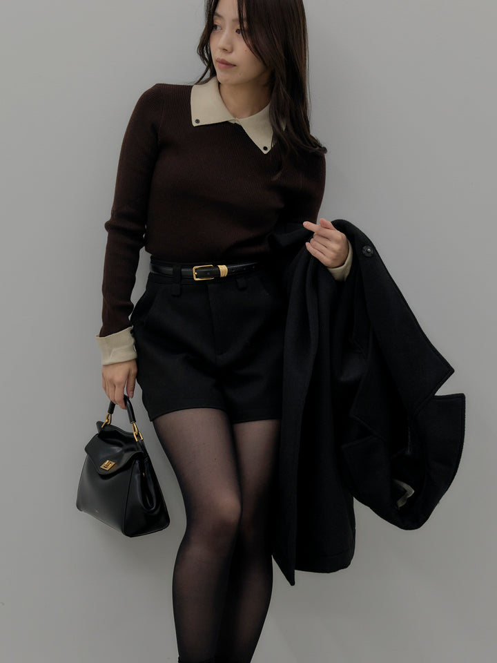 配色カフスニットポロ