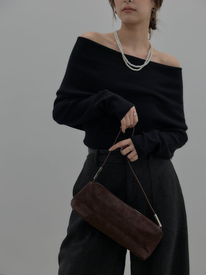 【premium touch】ソフトリブオフショルニットトップス