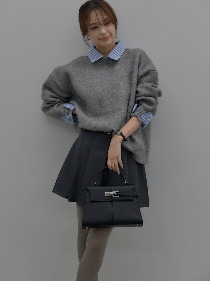 ベルト付きプリーツミニスカート