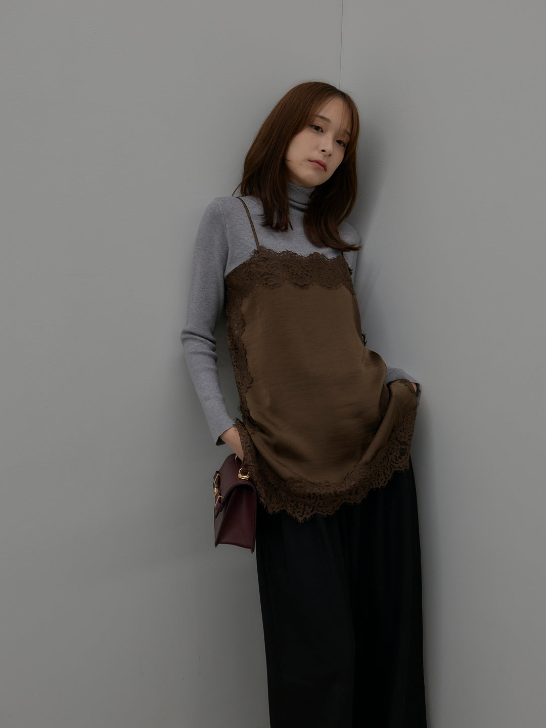 レースサテンキャミソール