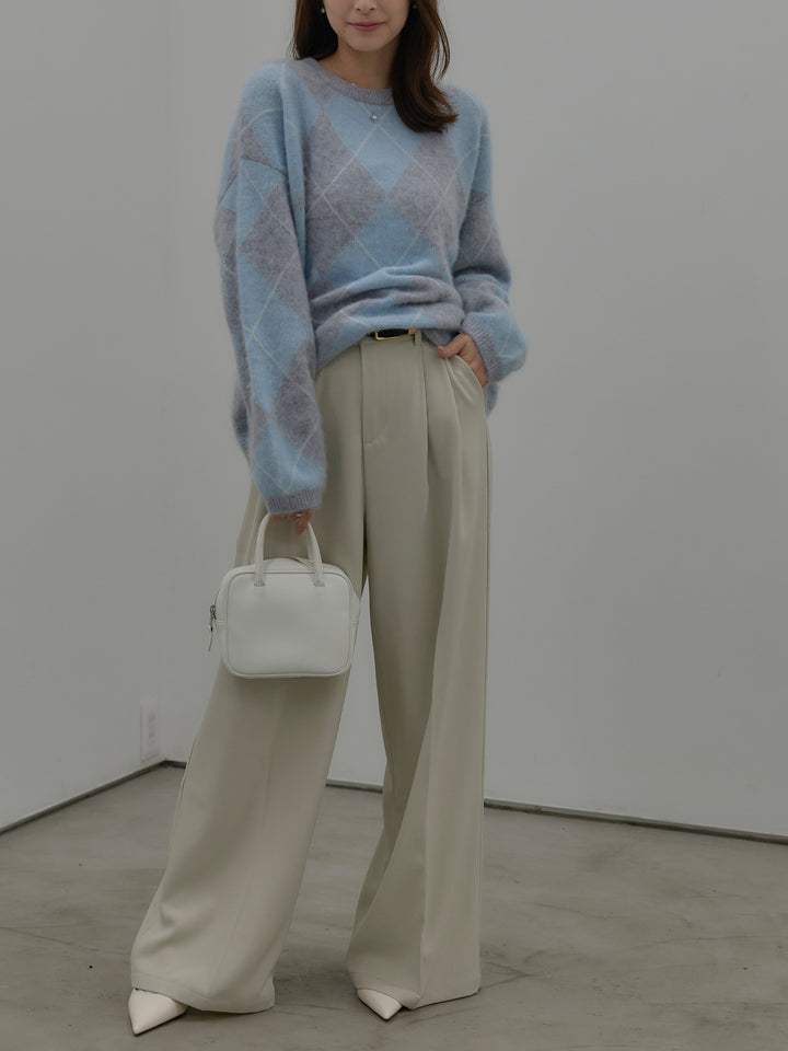 【premium touch】アーガイル柄ニットプルオーバー