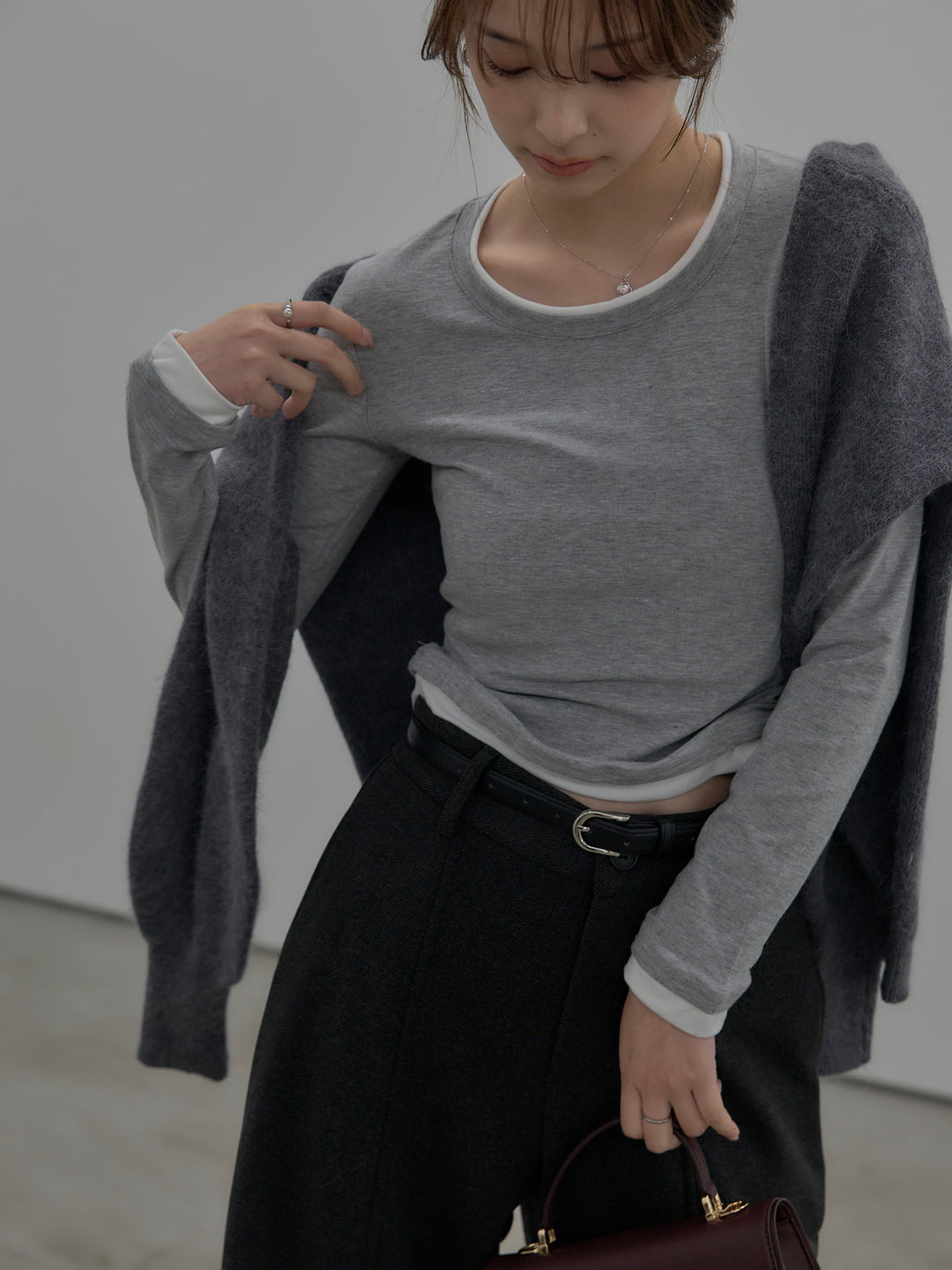 バイカラーレイヤードカットソー