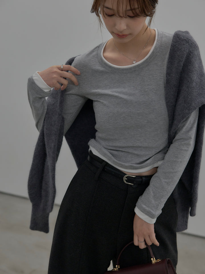 バイカラーレイヤードカットソー