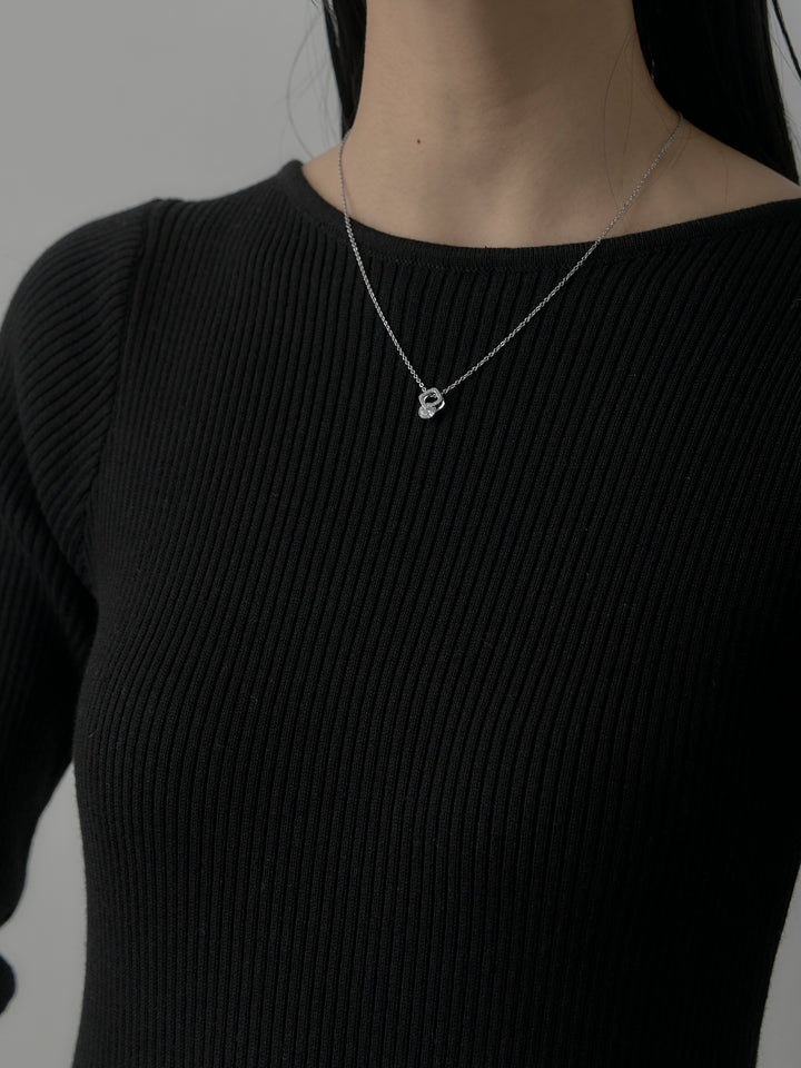 【Essential】7部袖リブドッキングワンピース