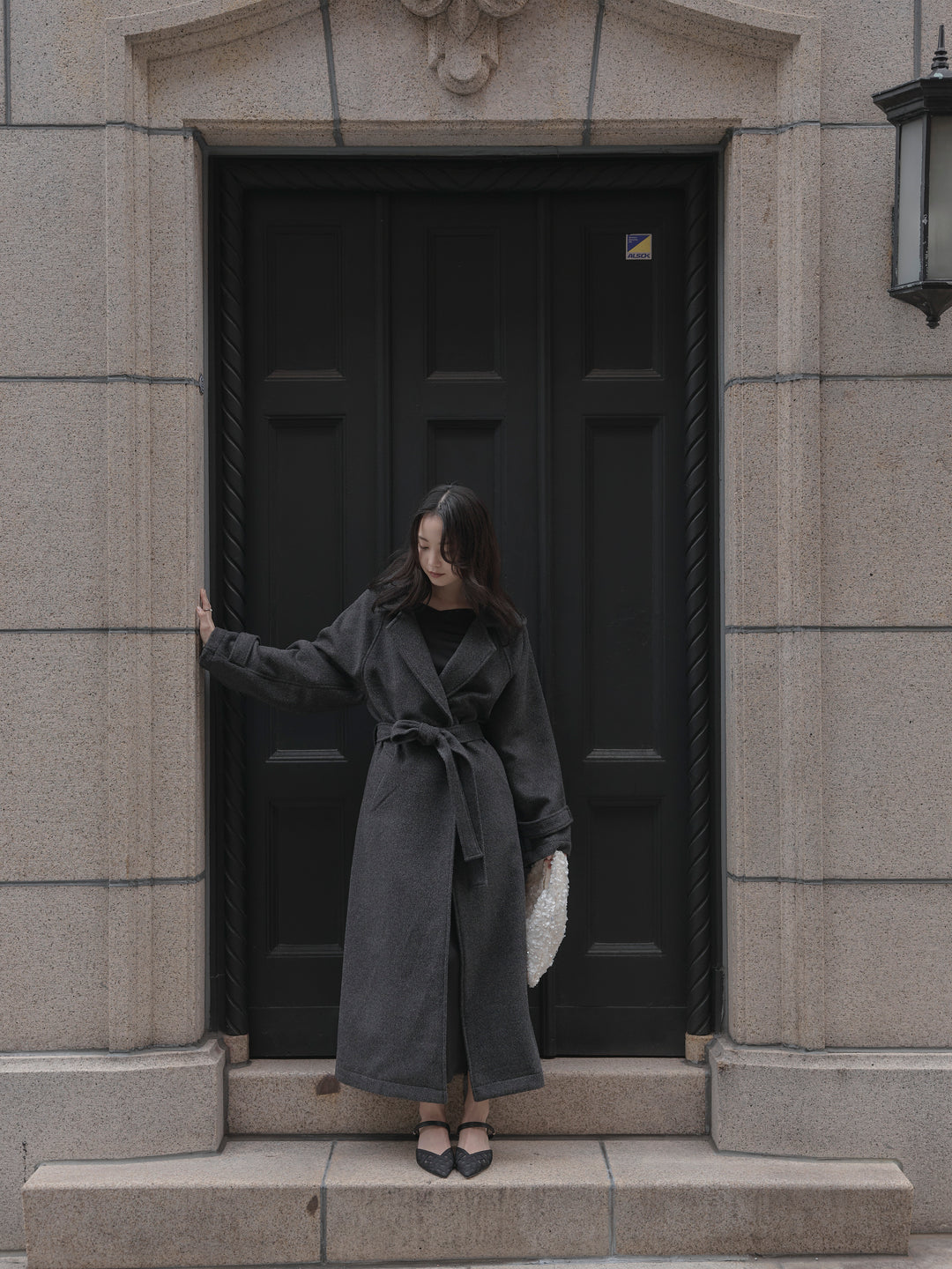 【Essential】ハートネックロングスリーブサテンワンピース