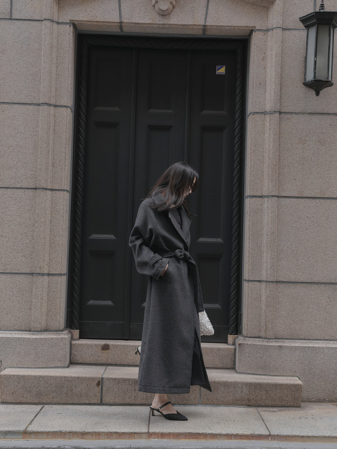 【Essential】ハートネックロングスリーブサテンワンピース