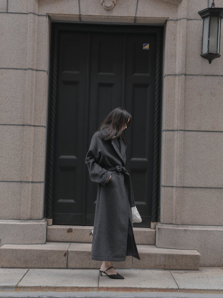 【Essential】ハートネックロングスリーブサテンワンピース