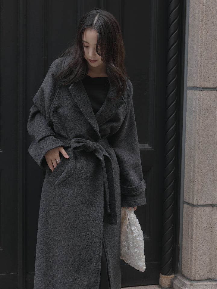 【Essential】ハートネックロングスリーブサテンワンピース