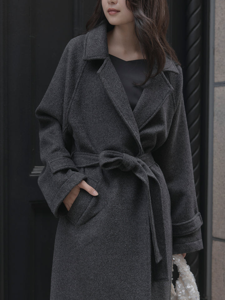 【Essential】ハートネックロングスリーブサテンワンピース