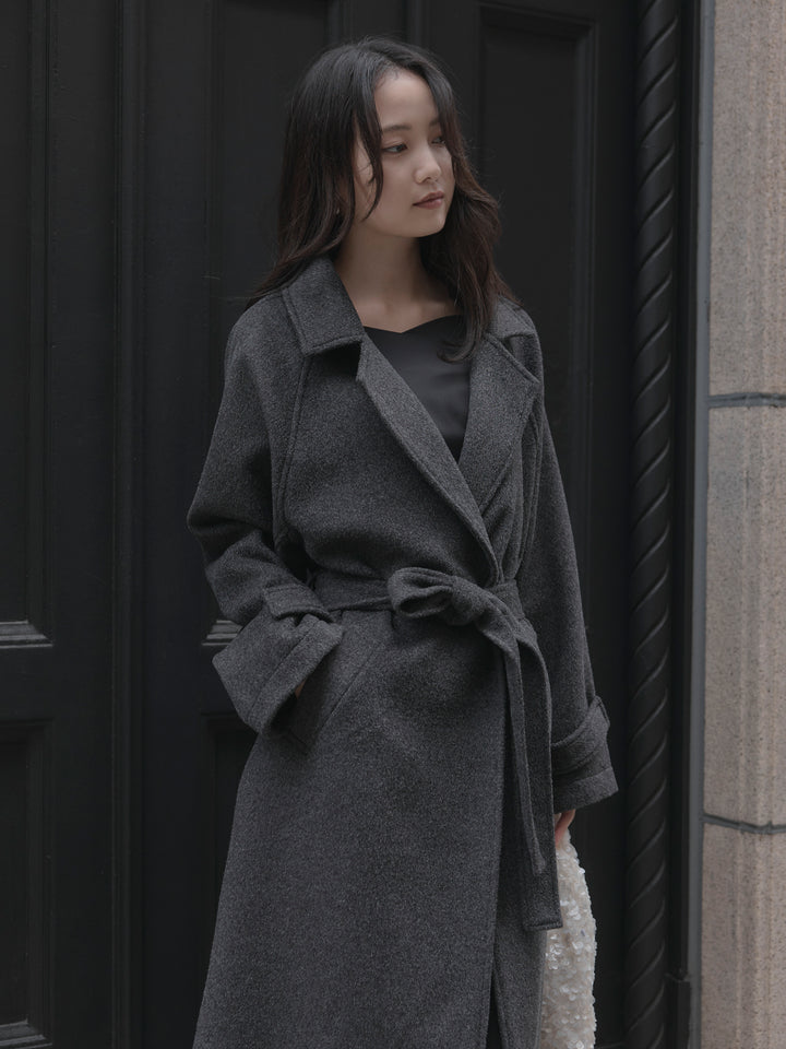 【Essential】ハートネックロングスリーブサテンワンピース