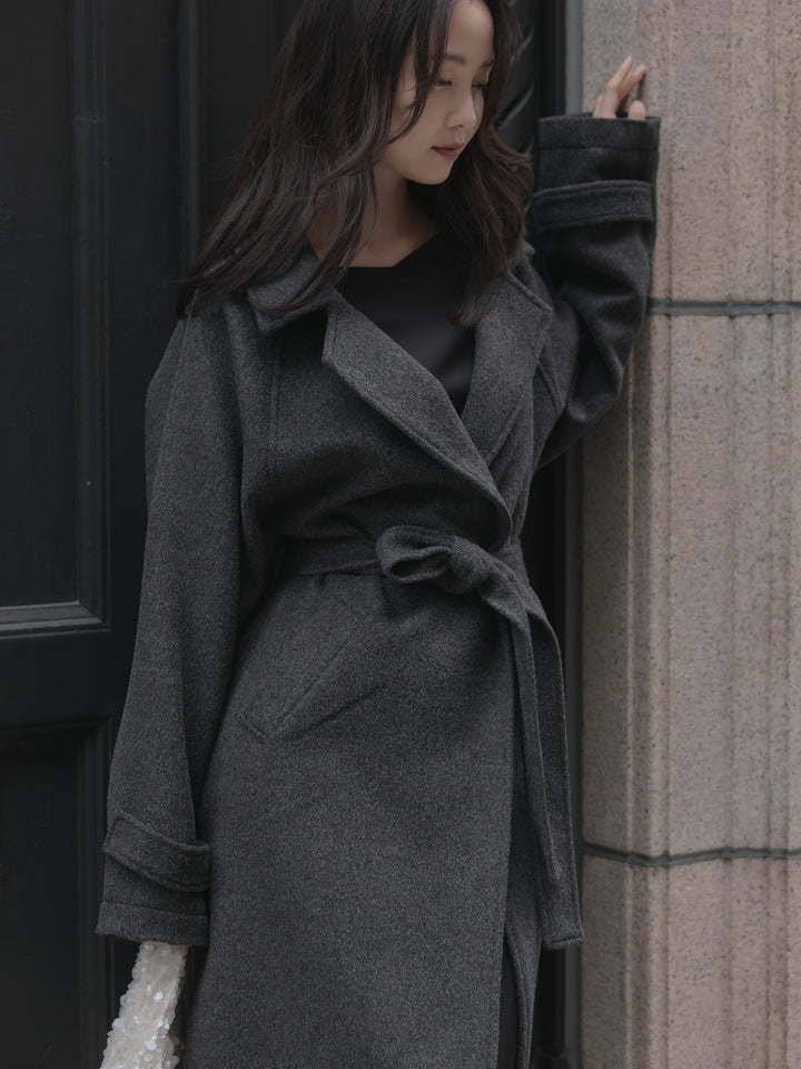 【Essential】ハートネックロングスリーブサテンワンピース