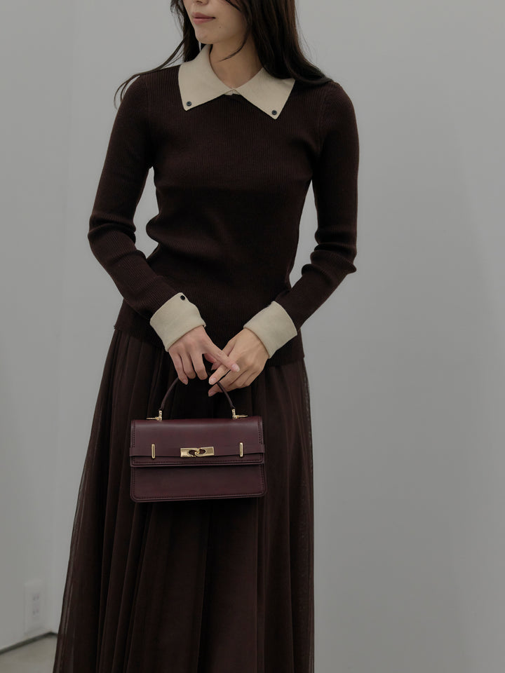 【SET】配色カフスニットポロ+配色カフスニットポロ(2set)