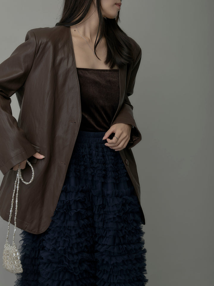 レザーノーカラージャケット