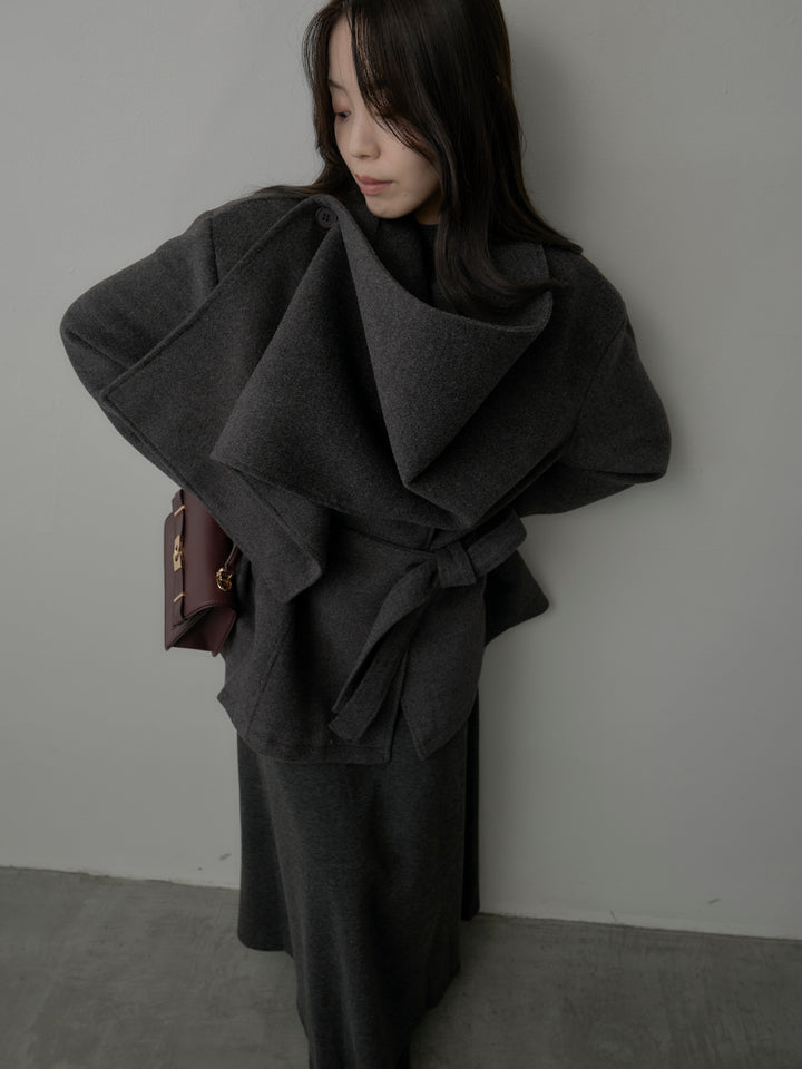 ドレープショールカラーベルトコート