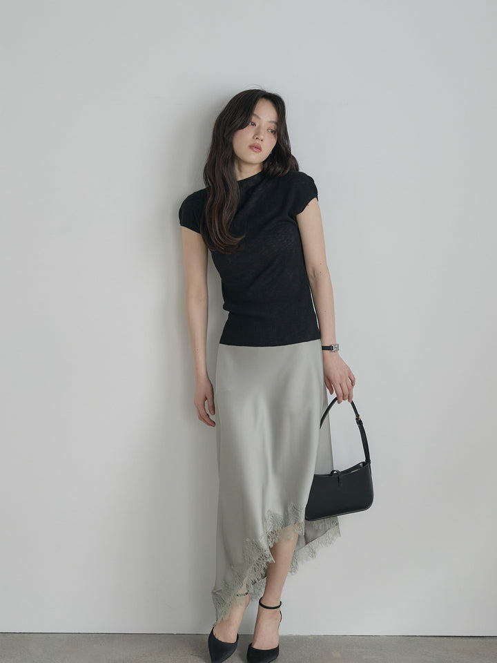 プチハイネックフレンチスリーブカットソー