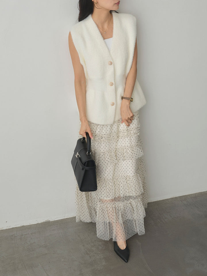 [予約]ドットチュールティアードスカート