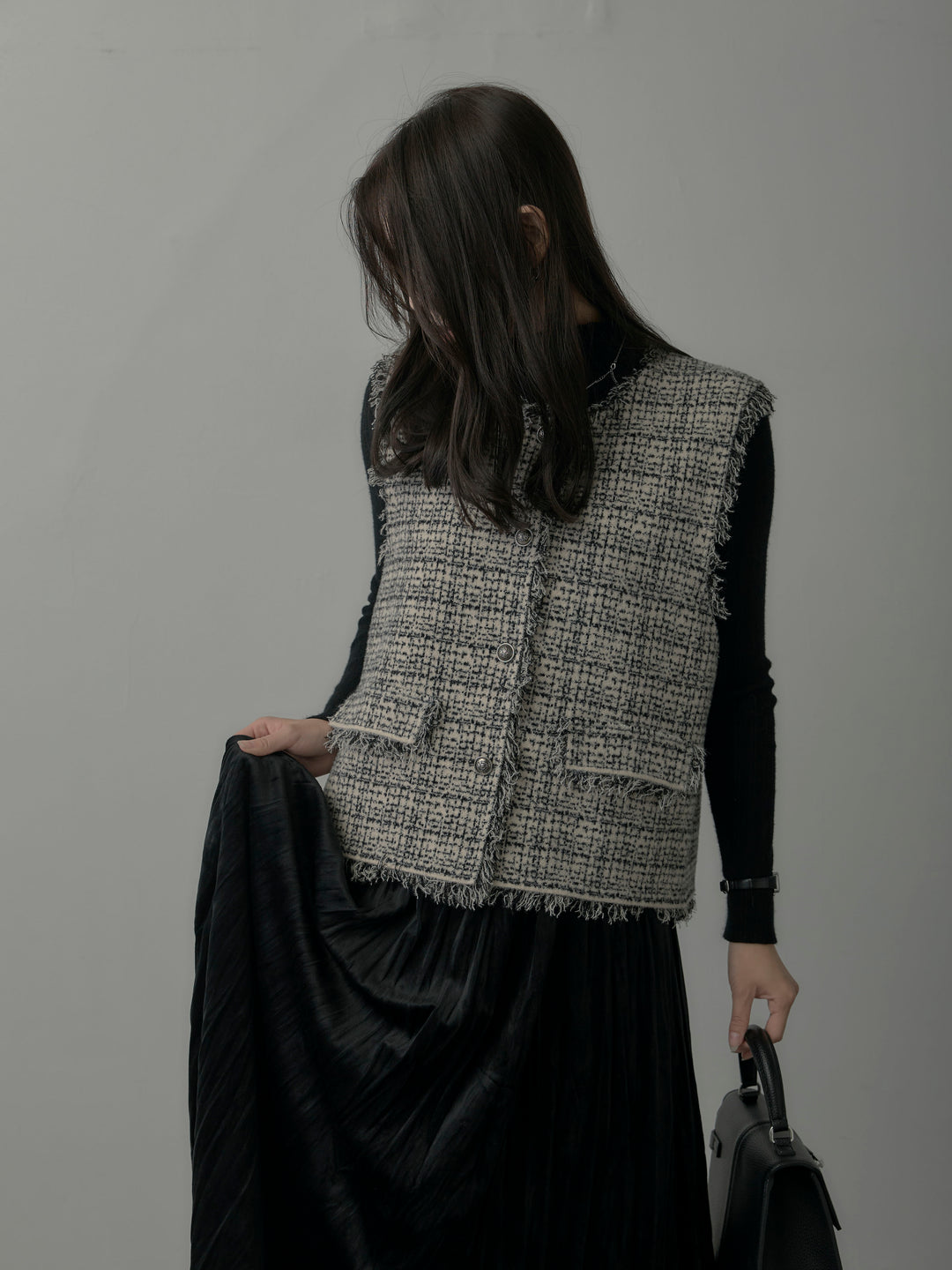 ツイードフリンジベスト