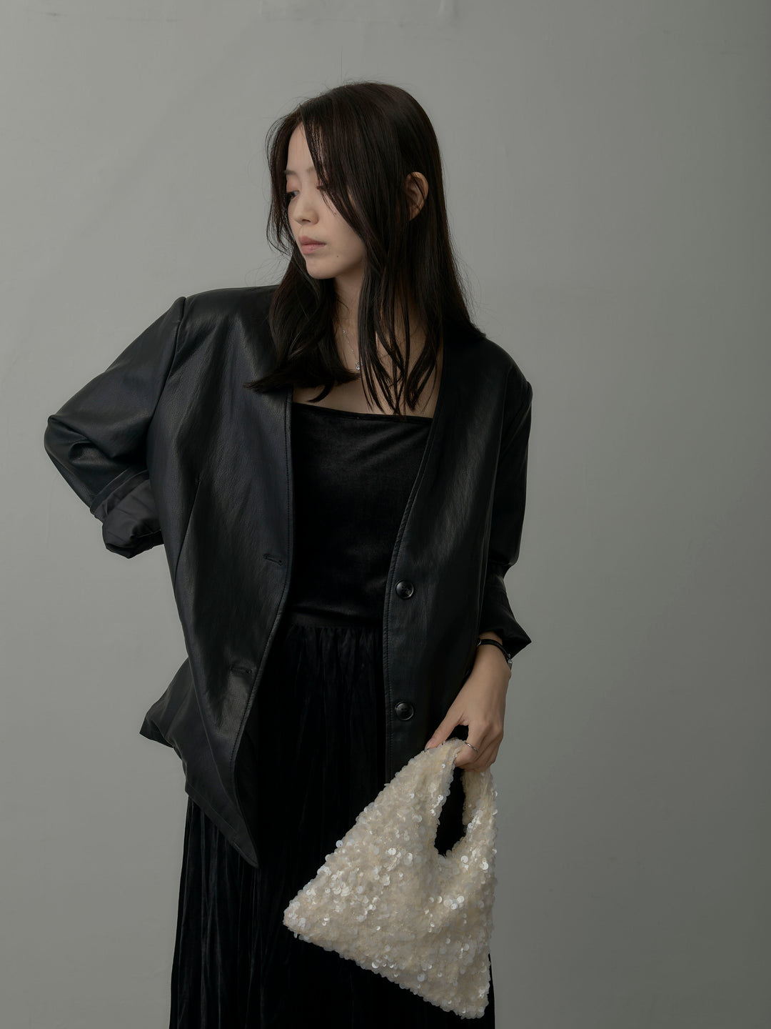 レザーノーカラージャケット