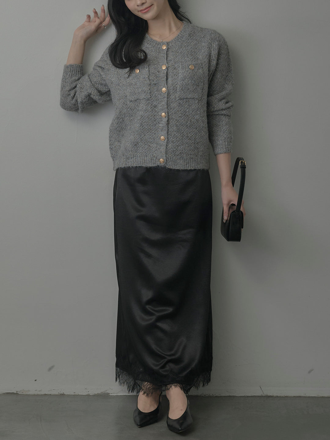 MIXニットゴールドボタンニットカーディガン