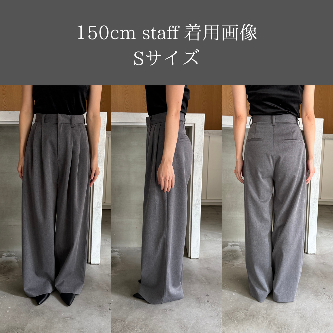 【SET】Vネックアシメサテンブラウス+【Essential】３タックスラックス(2set)