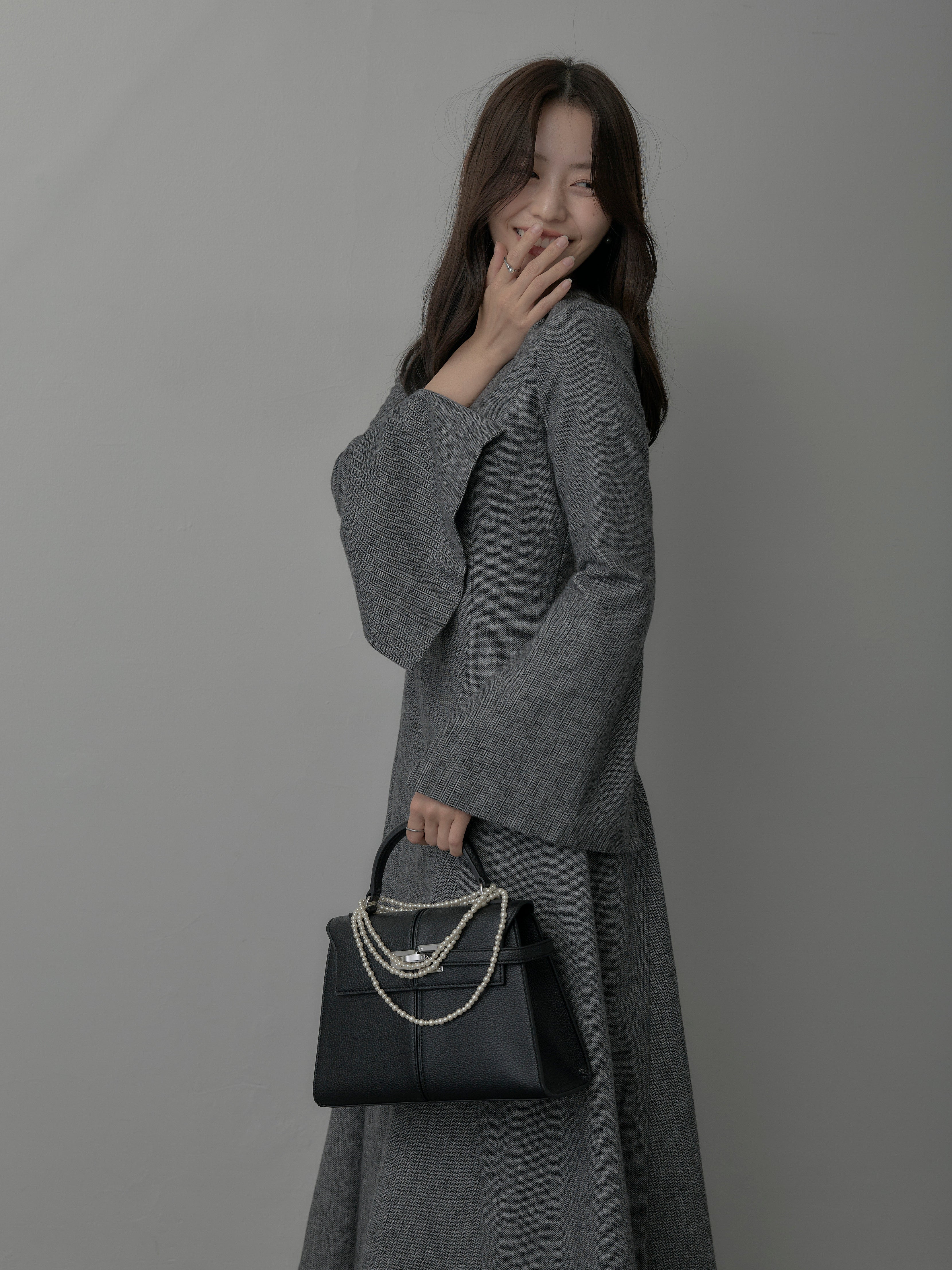 未使用品　プリーツプリーズ　 グレー　フレア　ワンピース　ポケット　ボタン SHIPS any ワンピース any:「洗濯機可能」ウーステッド パイピング