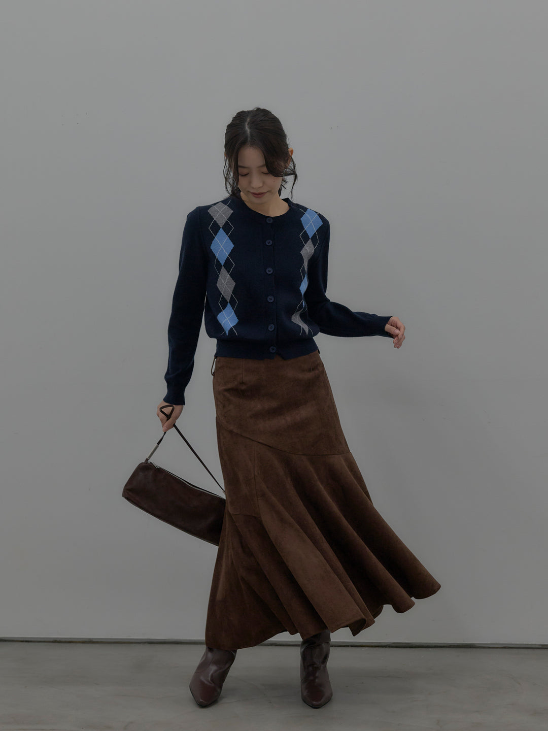 アーガイル柄ニットカーディガン