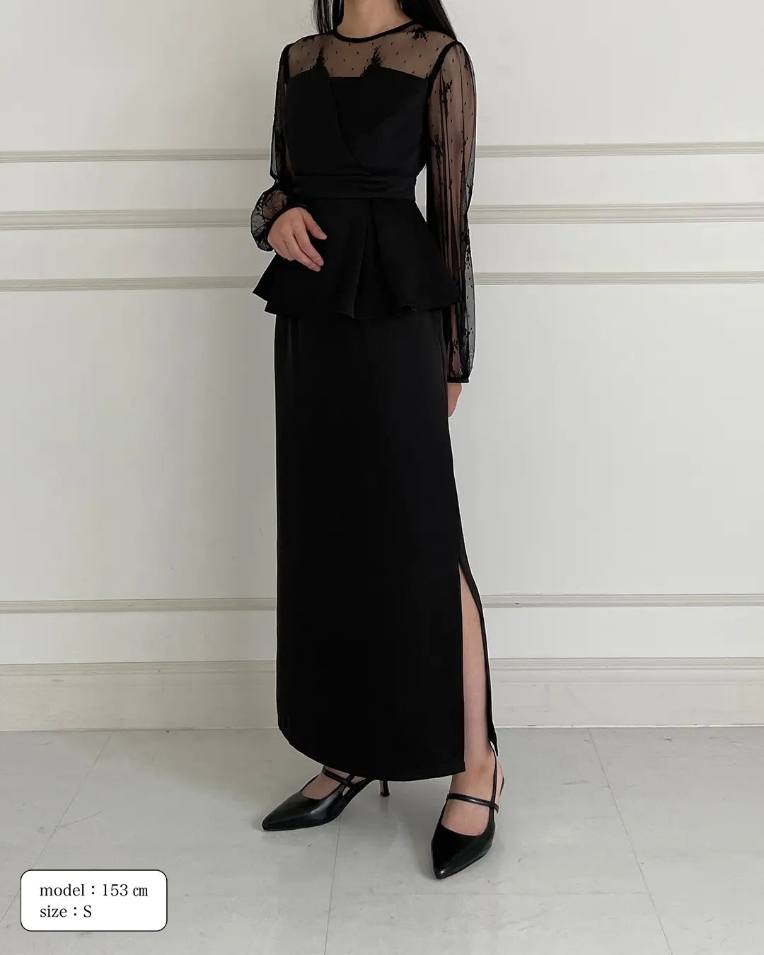 【nairo】レディシルエットレースドレス 黒 ロングワンピース Sサイズ nairo】レディシルエットレースドレス 黒 ロングワンピース S