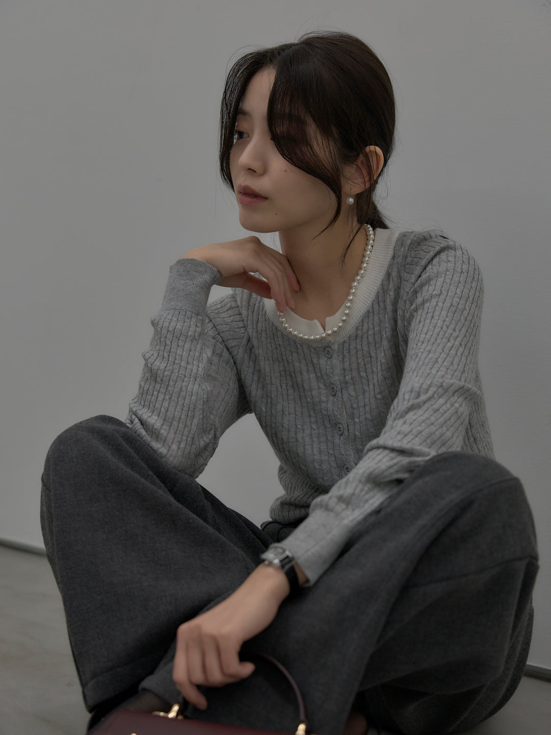 裏起毛デザインワイドパンツ