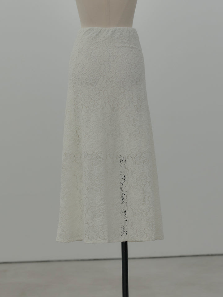 フラワーベロアレースAラインスカート