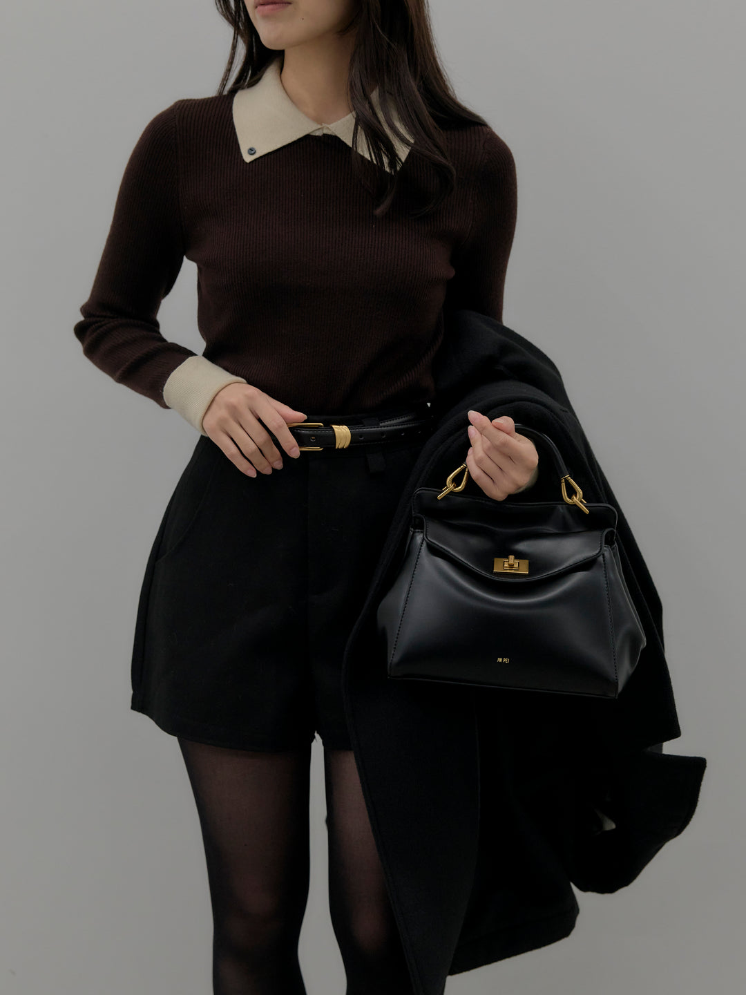 配色カフスニットポロ