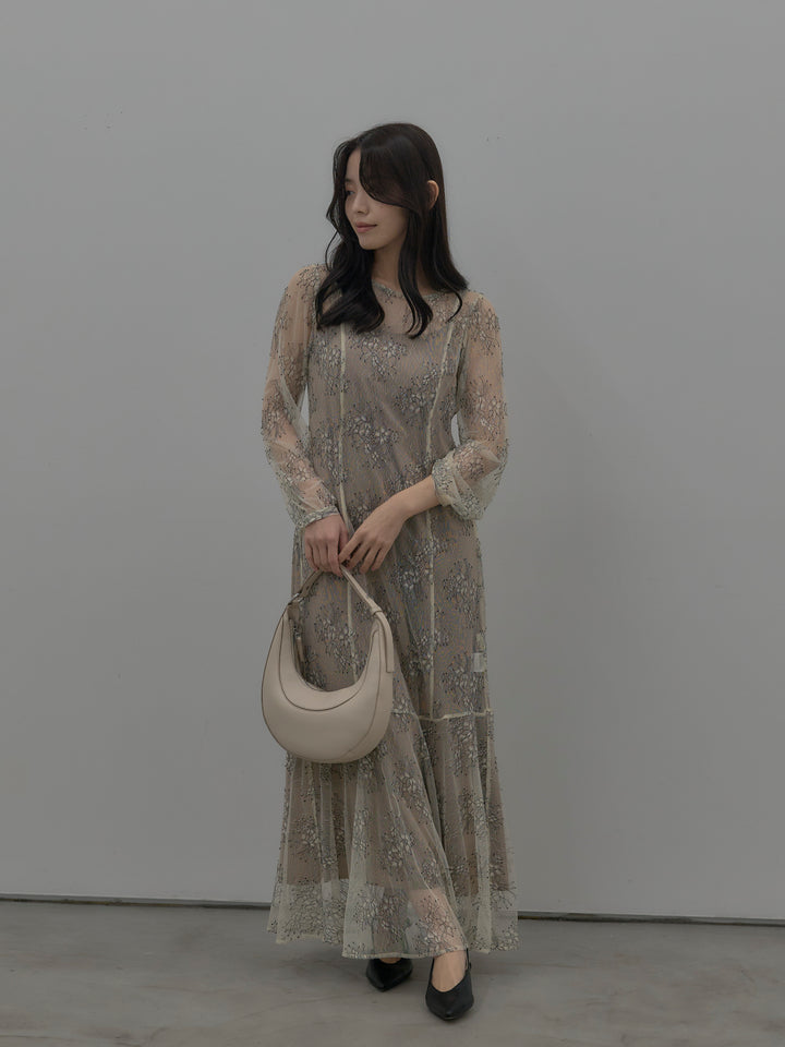 【essential】レディシルエットレースドレス