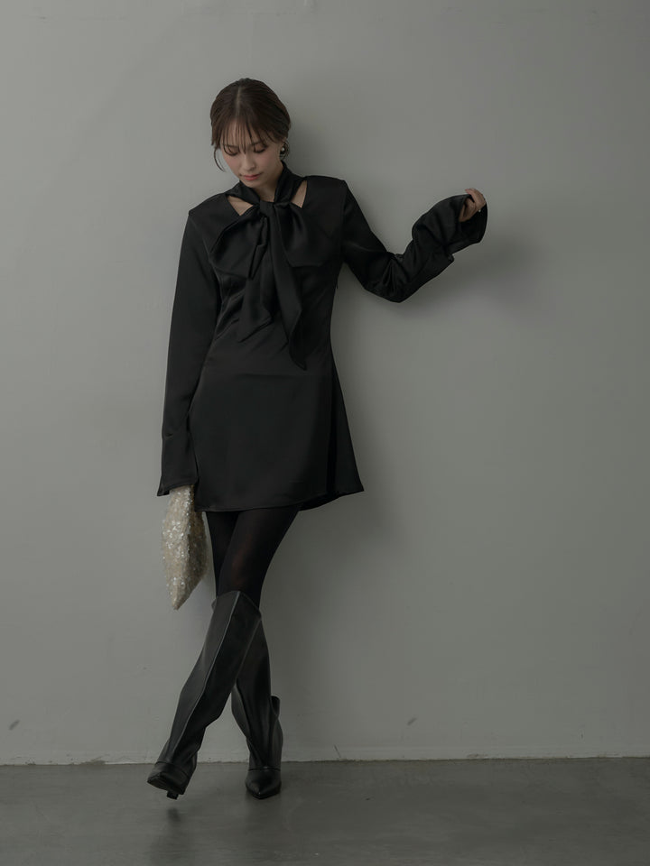 ボウタイサテンミニワンピース