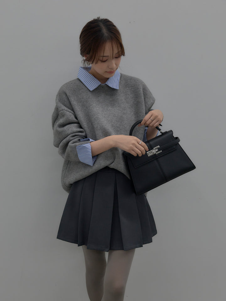 ベルト付きプリーツミニスカート