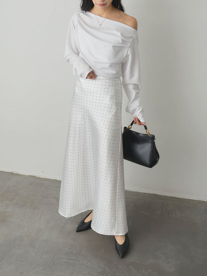 【Essential】2wayショルダードレープカットトップス