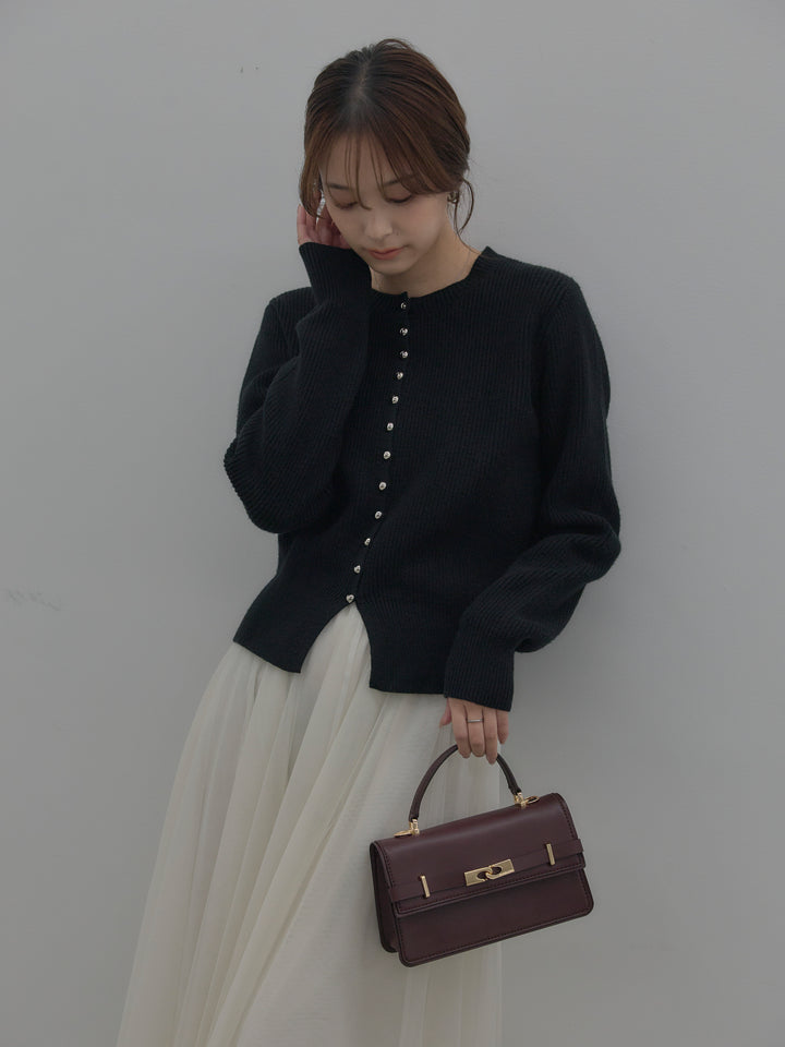 メタルボタンリブニットカーディガン
