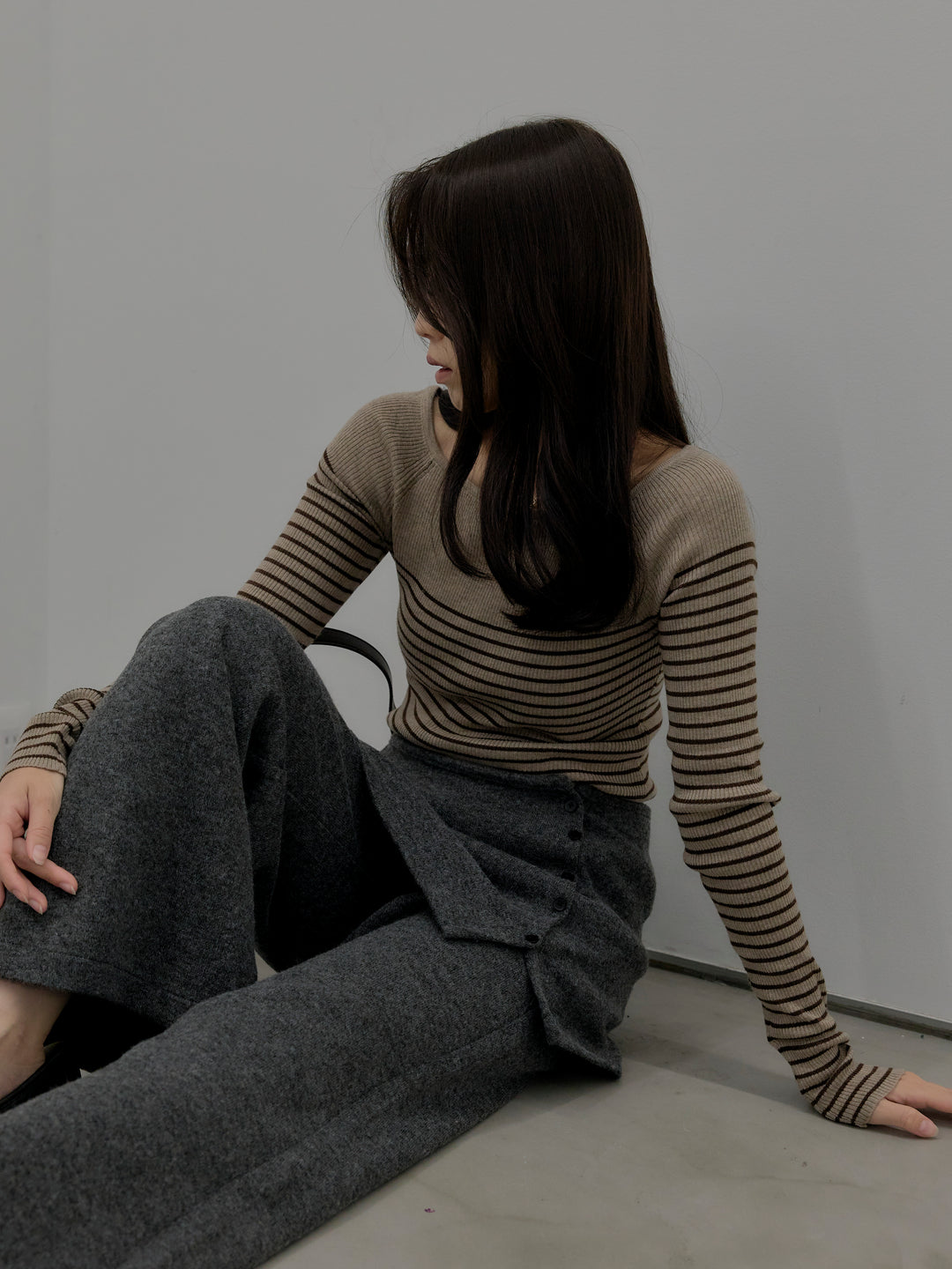 ミックスヤーンニットラップパンツ