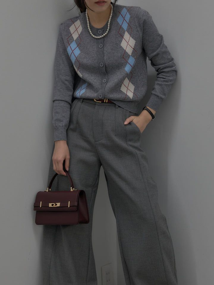 アーガイル柄ニットカーディガン