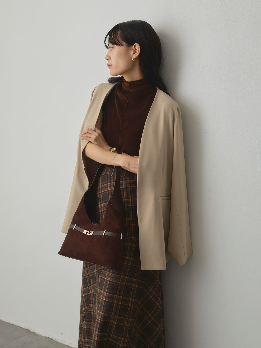 【Essential】フロントホックノーカラージャケット