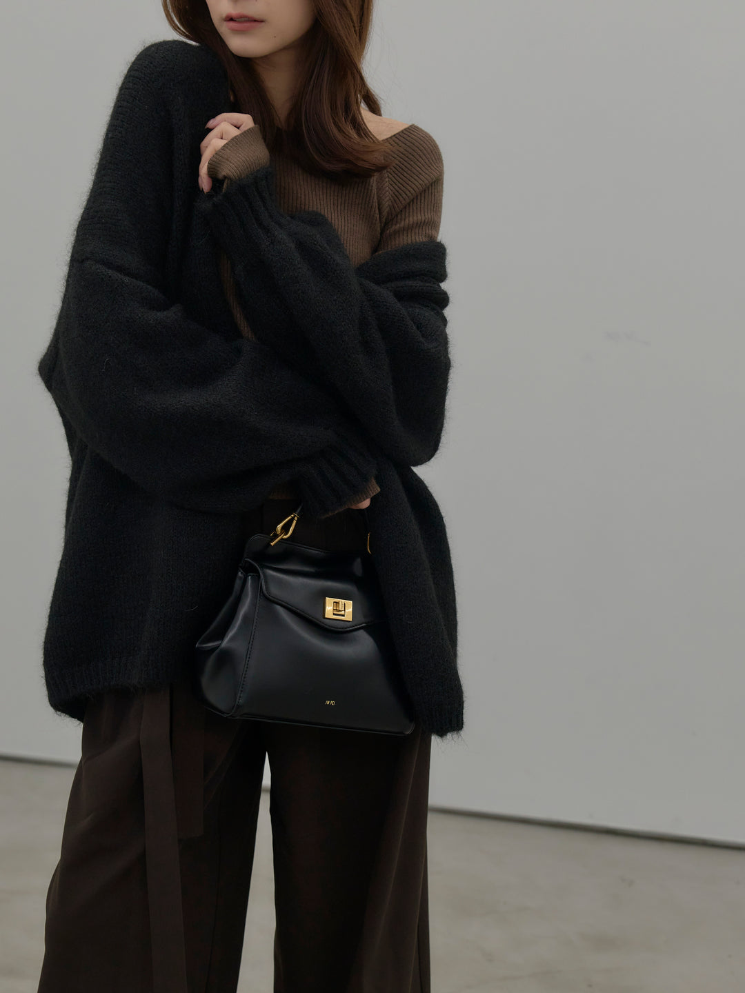 【SET】スクエアネックリブニット+ウエストリボンワイドパンツ(2set)