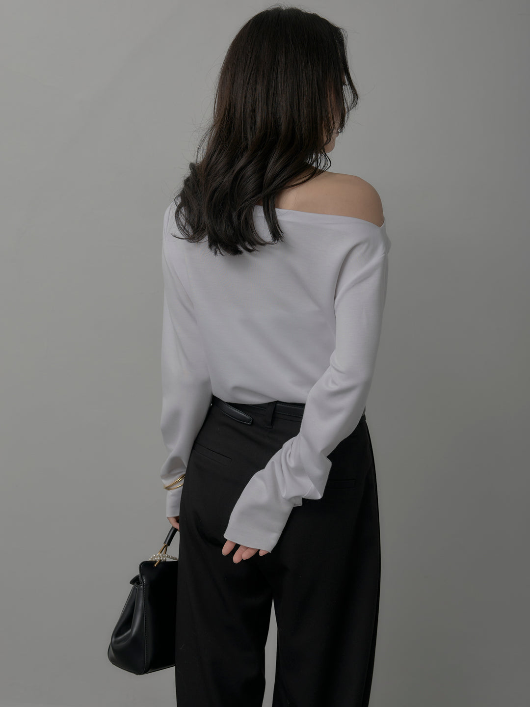 【SET】【Essential】2wayショルダードレープカットトップス+【Essential】３タックスラックス(2set)