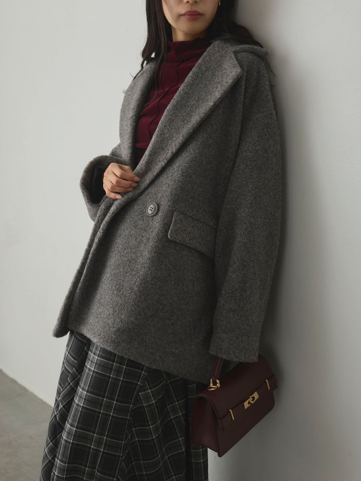 【SET】【Essential】オーバーサイズジャケットコート+クラシカルチェックパネルスカート(2set)