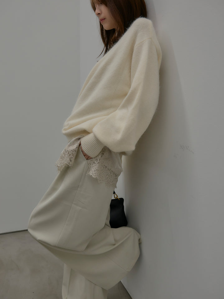 【SET】【premium touch】2wayショルダーニットプルオーバー+レースサテンキャミソール(2set)