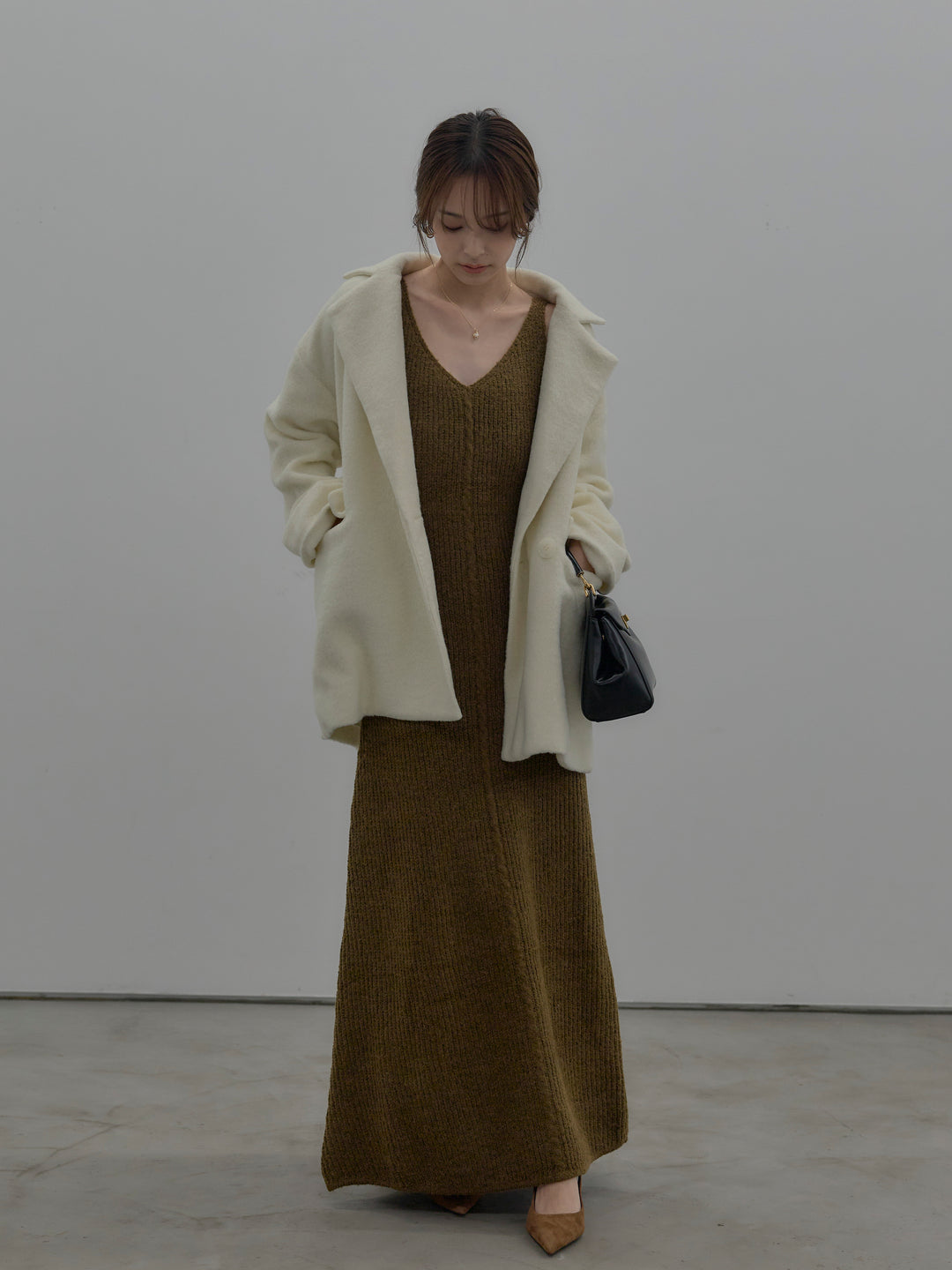 リュクスリブニットロングドレス