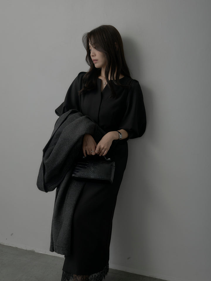 【Essential】裾レースパフスリーブワンピース